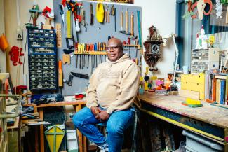 Stanley in de werkplaats van Amsta-locatie de De Poort