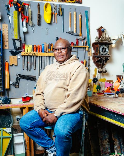 Stanley in de werkplaats van Amsta-locatie de De Poort